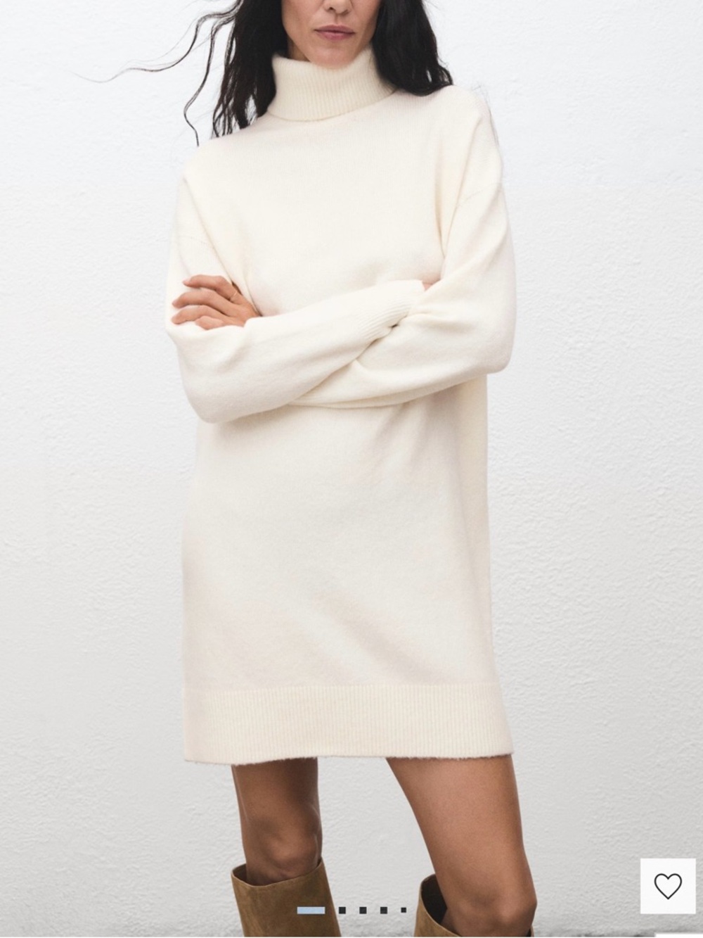 Mango Cream Turtleneck Mini Dress
